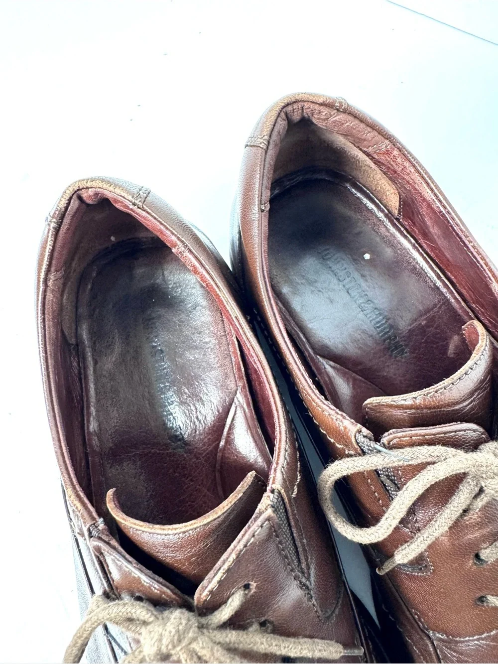Johnston & Murphy Mens 12M Brown Leather Lace Up Bicycle Toe Dress Shoes Brazil